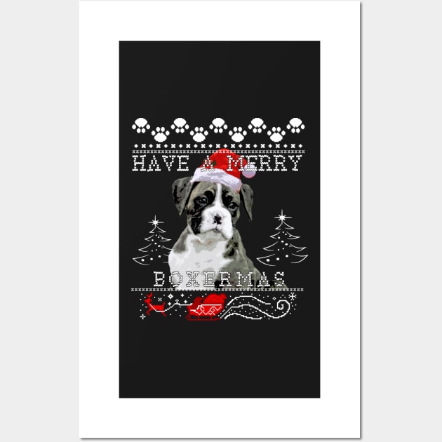 Brindle Boxer Dog Sweater for the Holidays Wall Art by 3QuartersToday